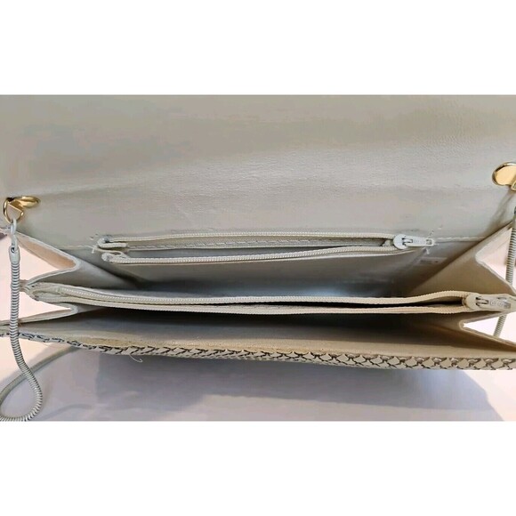 vintage ELKA Handbag Shoulder Purse Ivory Metal Mesh 60's W/ Hide Away Strap - Picture 8 of 10